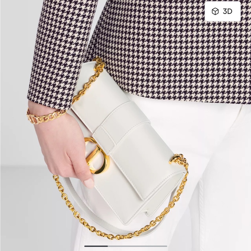 Christian Dior Leather 30 Montaigne East West Shoulder Bag Gold